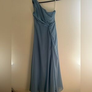 Azazie Dusty Blue One-Shoulder Gown